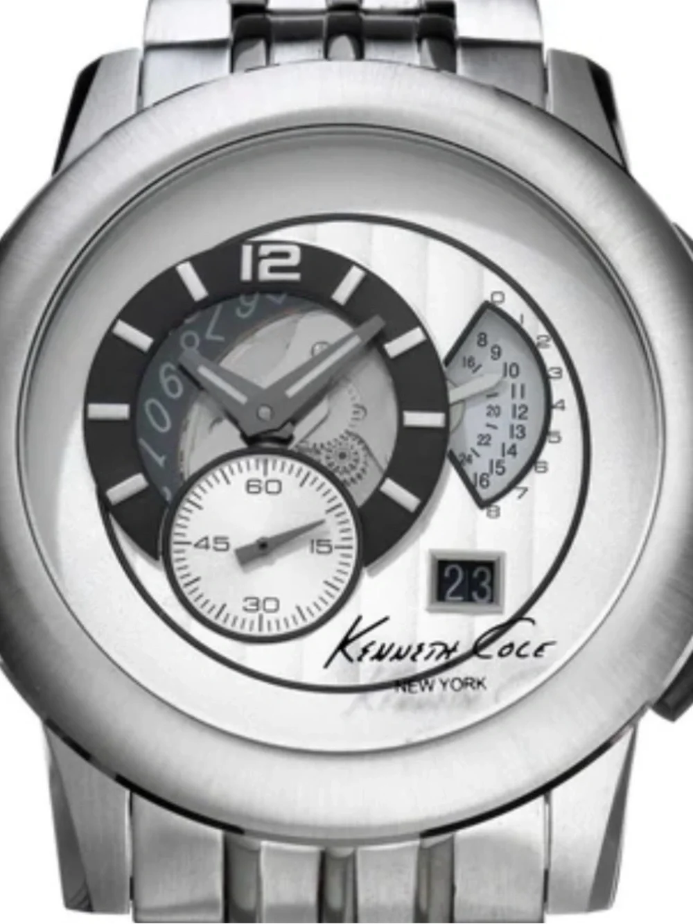 Kenneth Cole Silver and gunmetal Multi-Function Men's Bracelet Watch